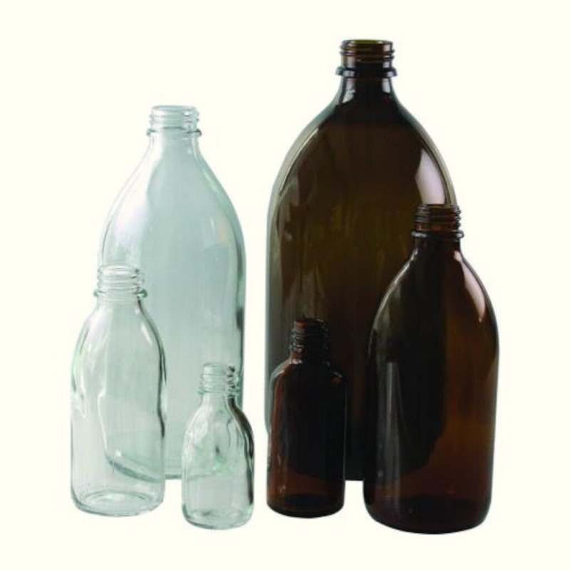 FLACON CLAIR 1L VERRE GL 28 AVEC BOUCHON A VIS NOIR - X20