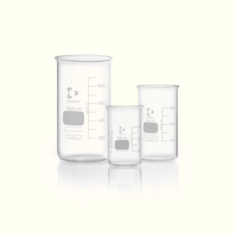BECHER EN VERRE FORME HAUTE SANS BEC VERSEUR 250ML
