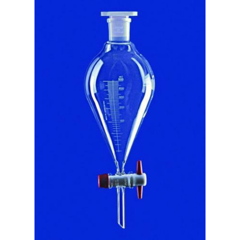 AMPOULE A DECANTER CONIQUE VERRE BORO 100ML AVEC ROBIINET CLE PTFE