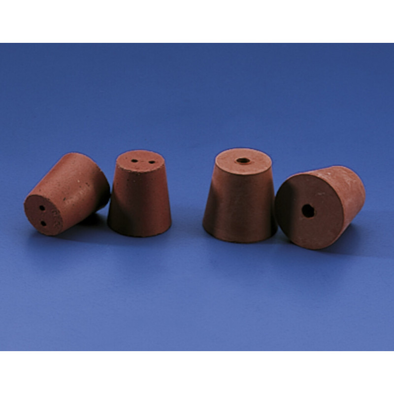 BOUCHON CONIQUE CAOUTCHOUC ROUGE 1 TROU D. 48 X 37 X 50 MM - PACK X5