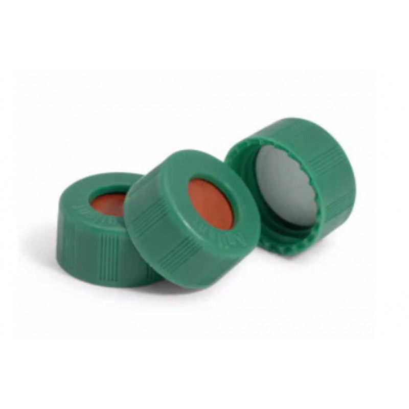 BOUCHON SEPTA A VIS 2ML 12MM PFTE VERT / SILICONE ROUGE - PACK X100