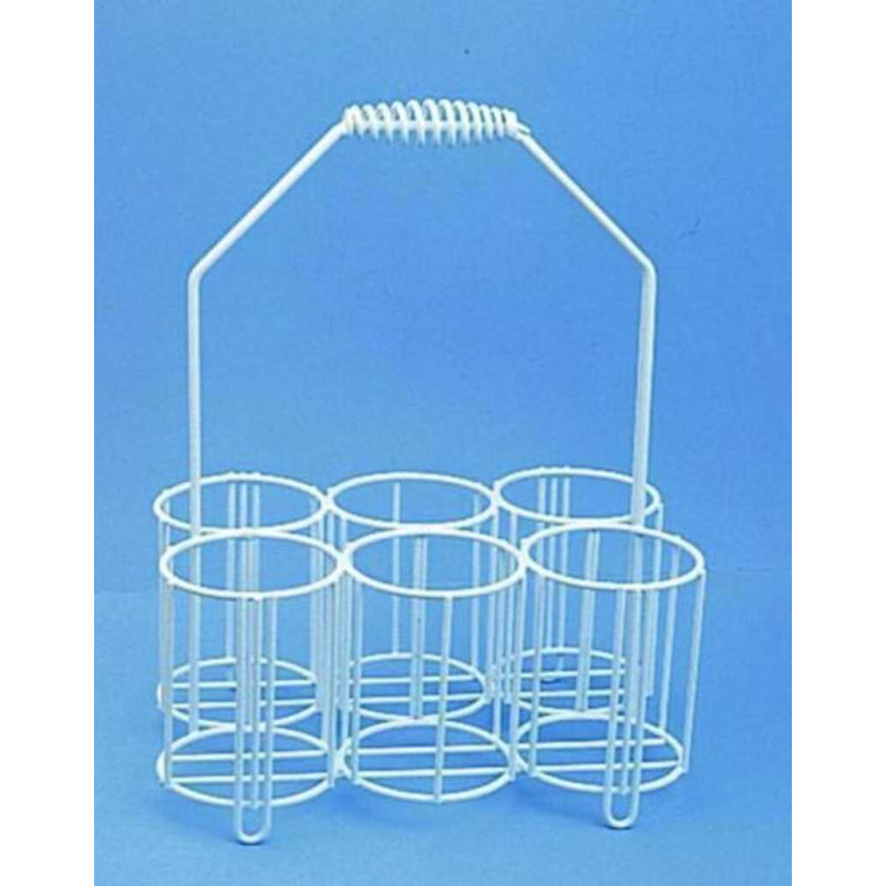 PORTE-FLACONS EN METAL REVETU PE BLANC POUR 6 FLACONS DE 2L