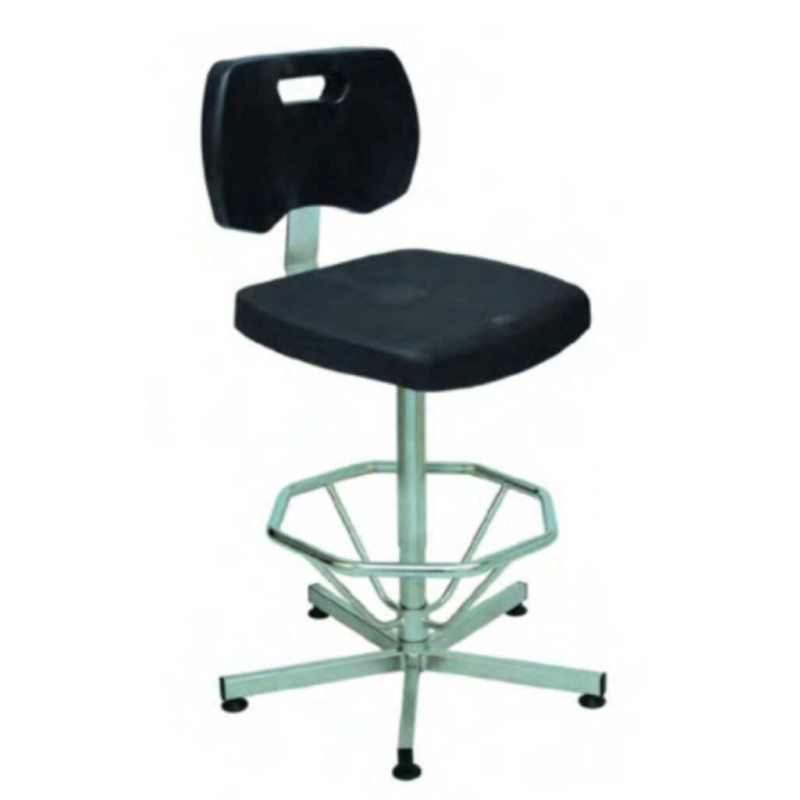SIEGE POLYURETHANE NOIR, ACIER INOX PATINS, REPOSE PIEDS