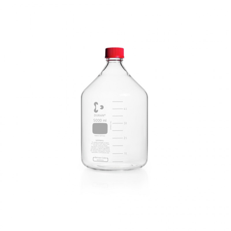 FLACON CLAIR 5 L VERRE DURAN GL 45 AVEC BOUCHON/BAGUE