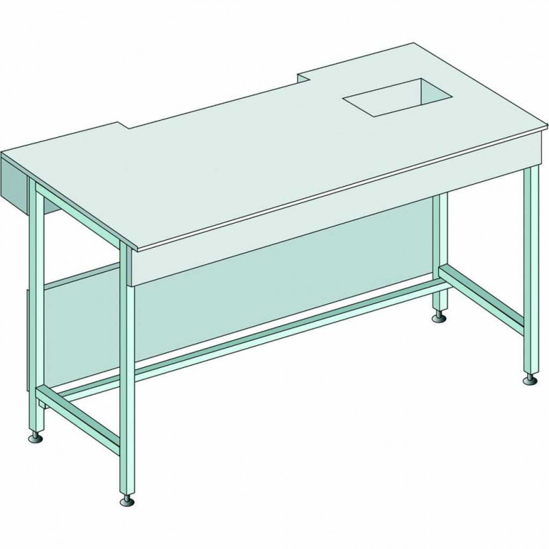 PAILLASSE A REBORD SOUS SORBONNE L=1800MM P=900MM GRES ETIRE + CUVE