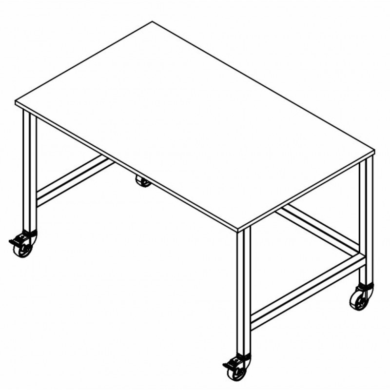 CHARIOT A TABLE AVEC ROULETTES & FREIN D'ARRET 1300X800X780MM