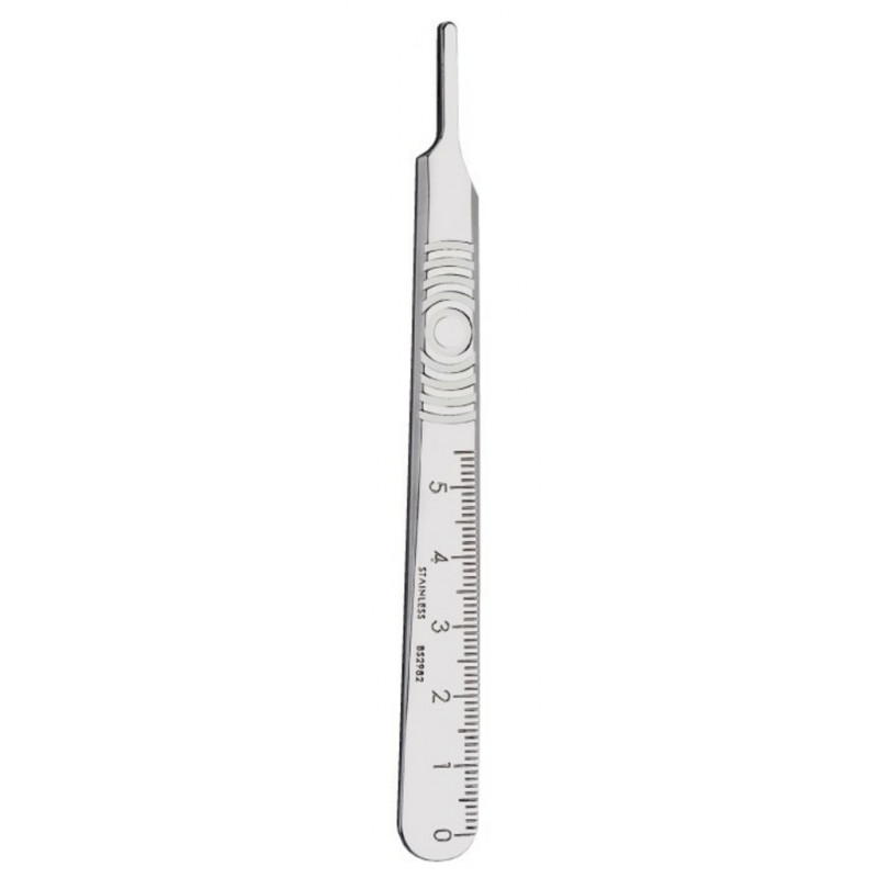 MANCHE DE BISTOURIS N'3 COURT INOX - LONG.12CM