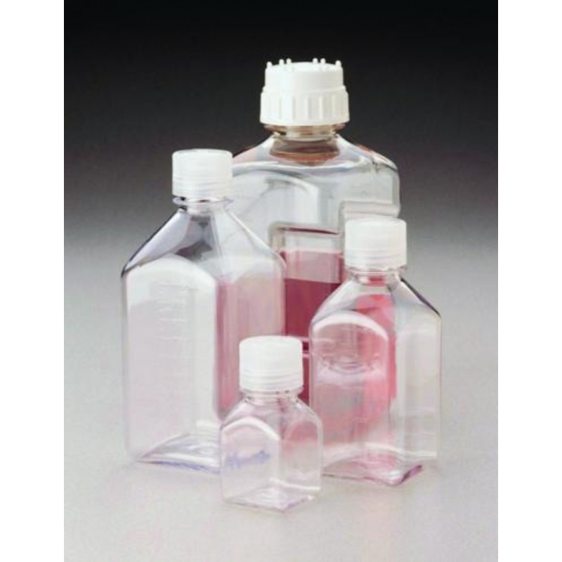 FLACON NALGENE CARRE COL ETROIT PC 500ML - X4