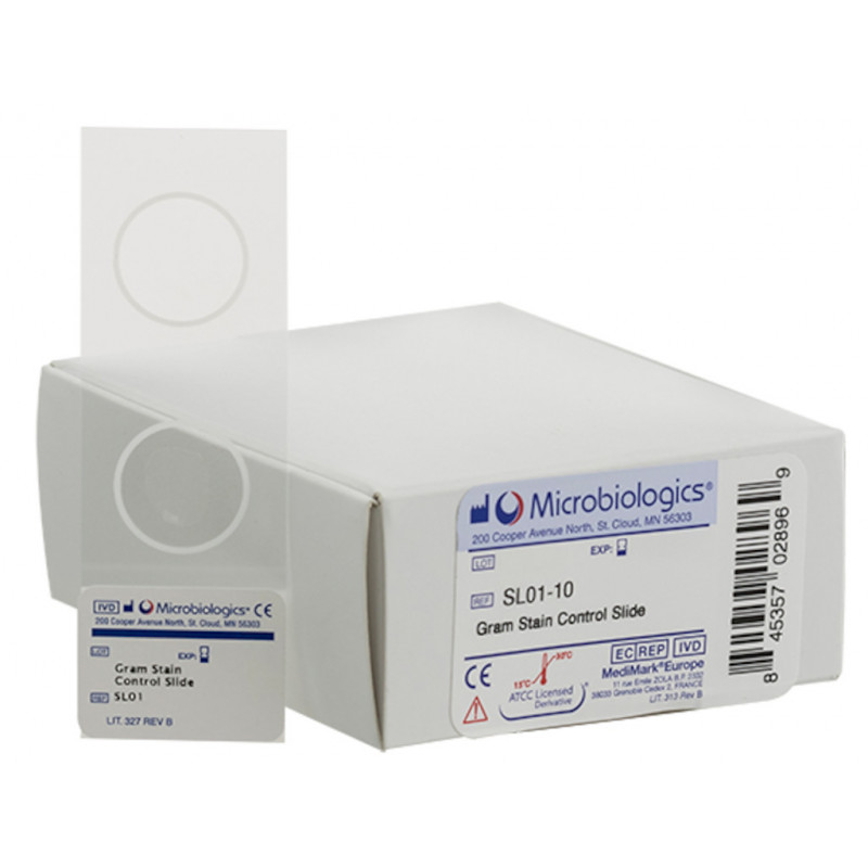 LAME DE COLORATION GRAM MICROBIOLOGICS - PACK DE 10