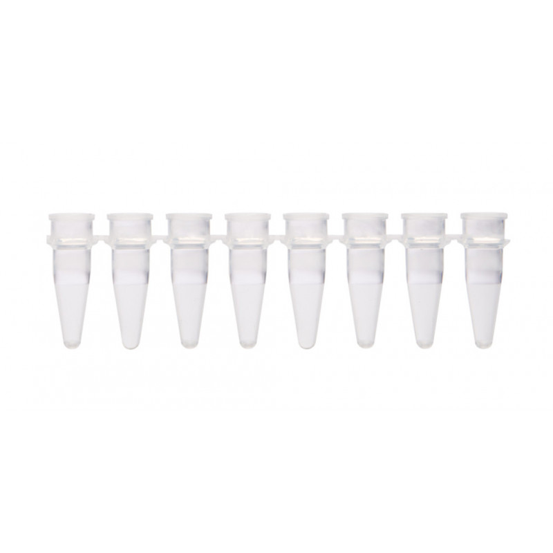 BARRETTE DE 8 TUBES DE PCR DE 0,2ML SANS BOUCHON - X125