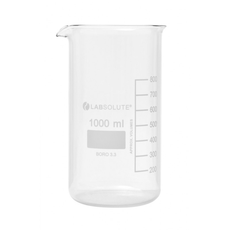 BECHER A BEC FORME HAUTE VERRE BOROSILICATE GRADUE 1L - X10