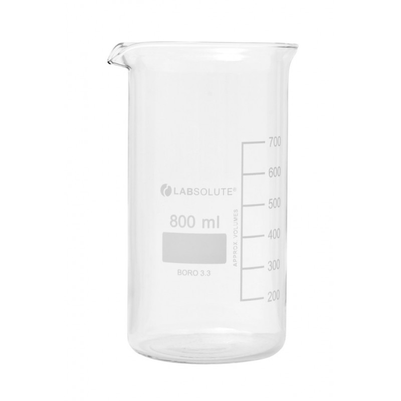 BECHER A BEC FORME HAUTE VERRE BOROSILICATE GRADUE 800ML X10