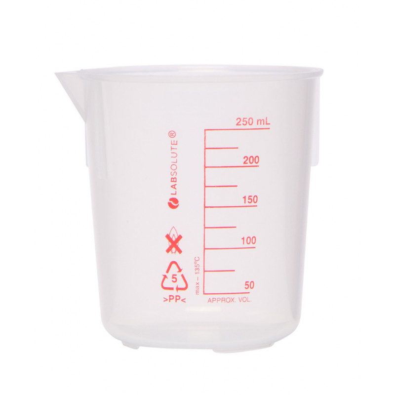 BECHER A BEC GRADUE ROUGE PP FORME BASSE 250ML