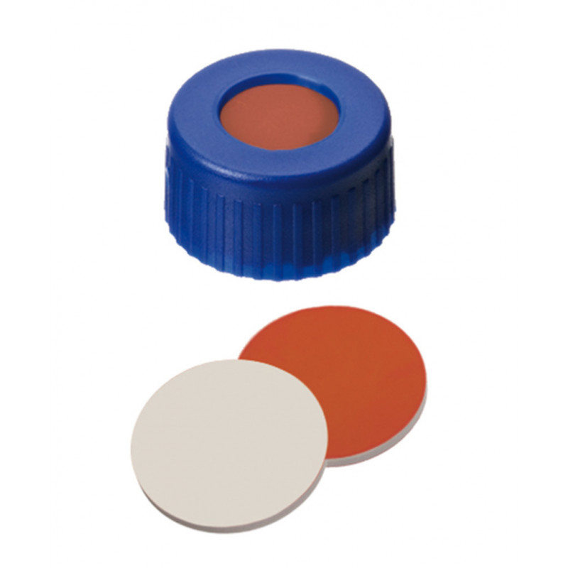 BOUCHON A VIS PP BLEU 1 TROU DN9 CAOUTCHOUC/PTFE - X100