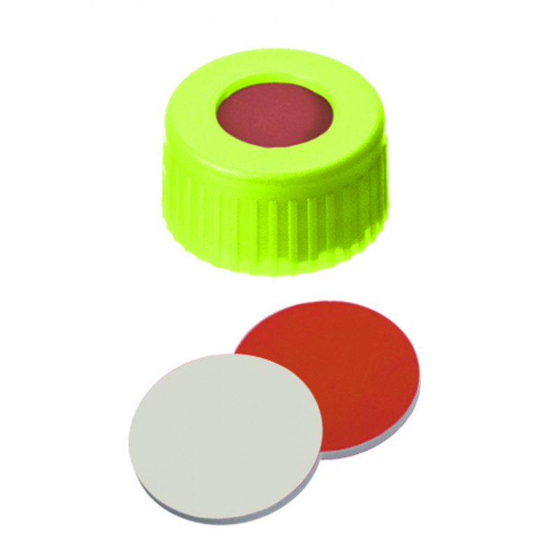 BOUCHON A VIS PP JAUNE 1 TROU DN9 CAOUTCHOUC/PTFE - X100