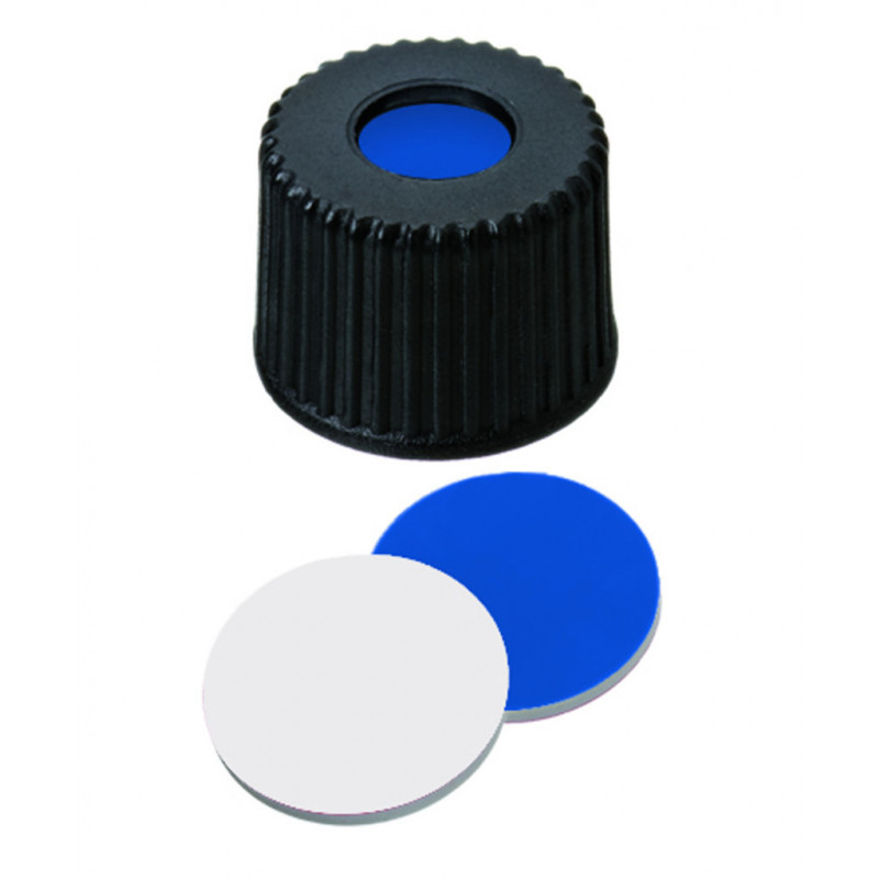 BOUCHON A VIS PP NOIR 1 TROU DN8 SILICONE/PTFE - X100