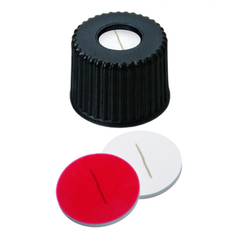 BOUCHON A VIS PP NOIR 1 TROU DN8 SILICONE/PTFE FENDU - X100