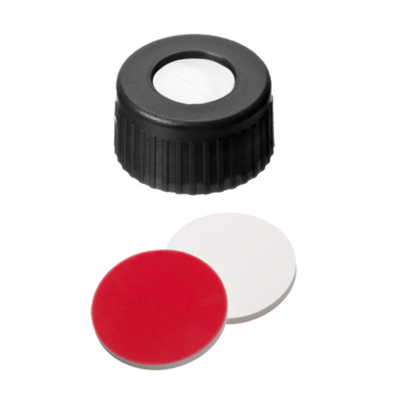 BOUCHON A VIS PP NOIR 1 TROU DN9 SILICONE/PTFE - X100