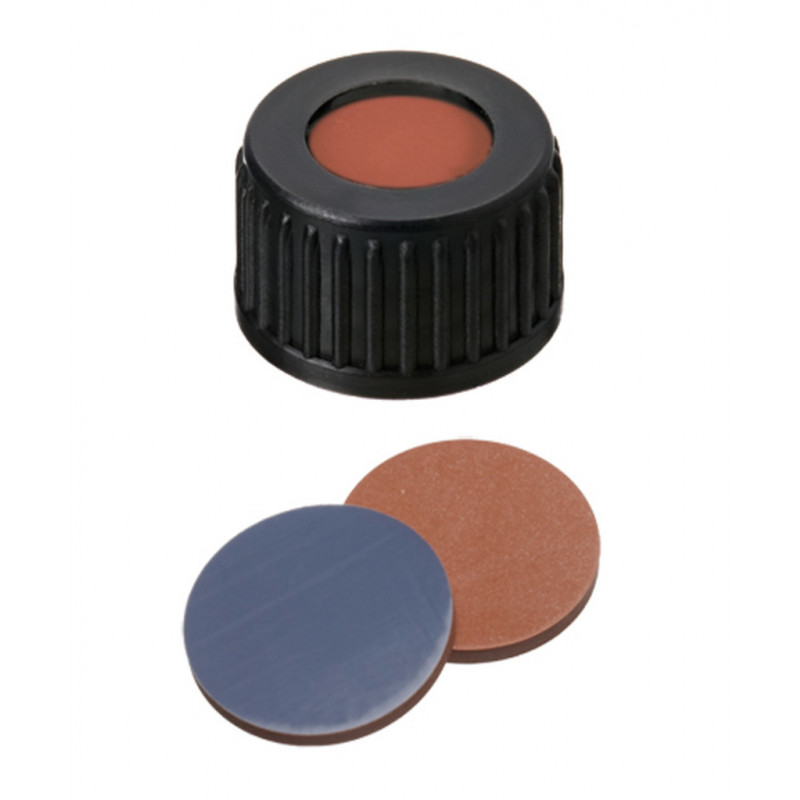 BOUCHON A VIS PP NOIR 1 TROU DN18 BUTYLE/PTFE - PACK DE 100