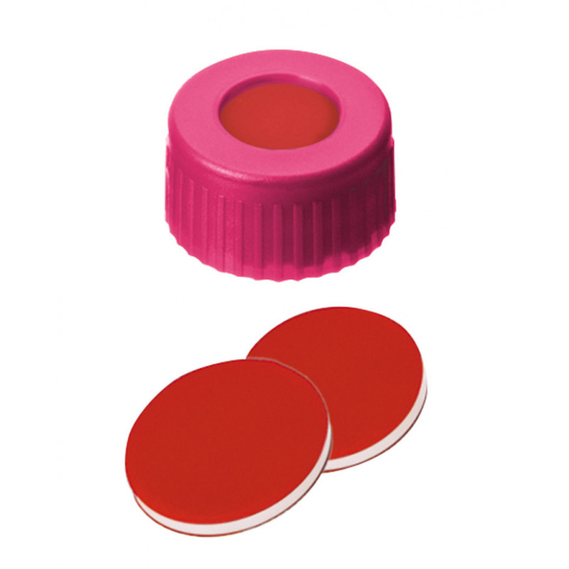 BOUCHON A VIS PP ROSE 1 TROU DN9 PTFE/SILICONE/PTFE - X100