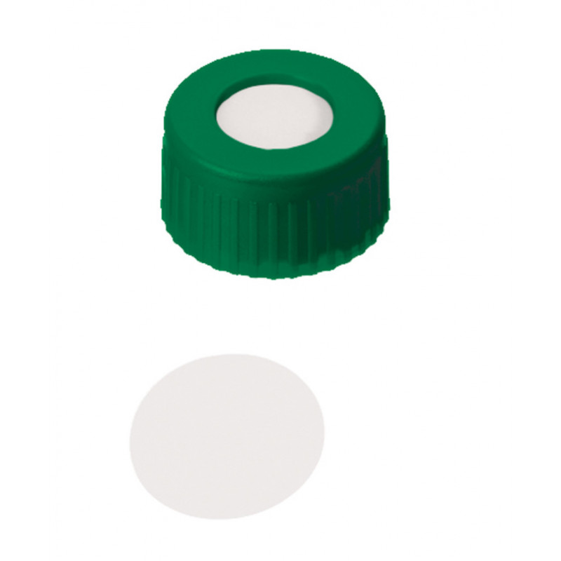 BOUCHON A VIS PP VERT 1 TROU DN9 PTFE VIERGE - PACK DE 100
