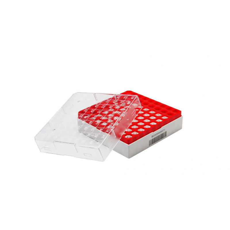 CRYOBOITE EN PC ROUGE ABSOLUTE POUR TUBES 2D 81X5ML
