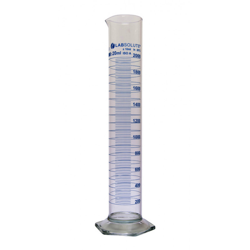 EPROUVETTE GRADUEE BLEU FORME HAUTE EN VERRE BORO.CL.A 2L