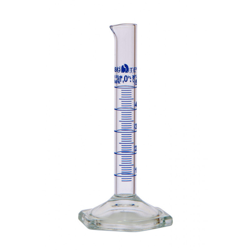EPROUVETTE GRADUEE BLEU FORME HAUTE EN VERRE BORO.CL.A 5ML