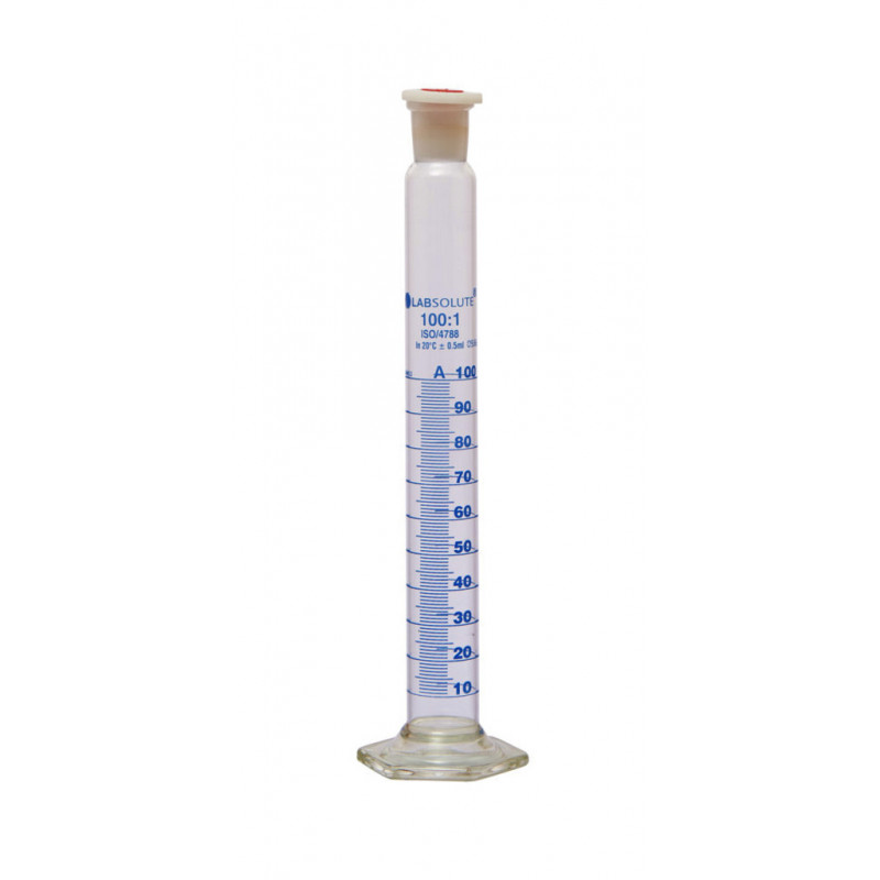 EPROUVETTE GRADUEE VERRE CL.A BOUCHON EN PP CN24/29 100ML