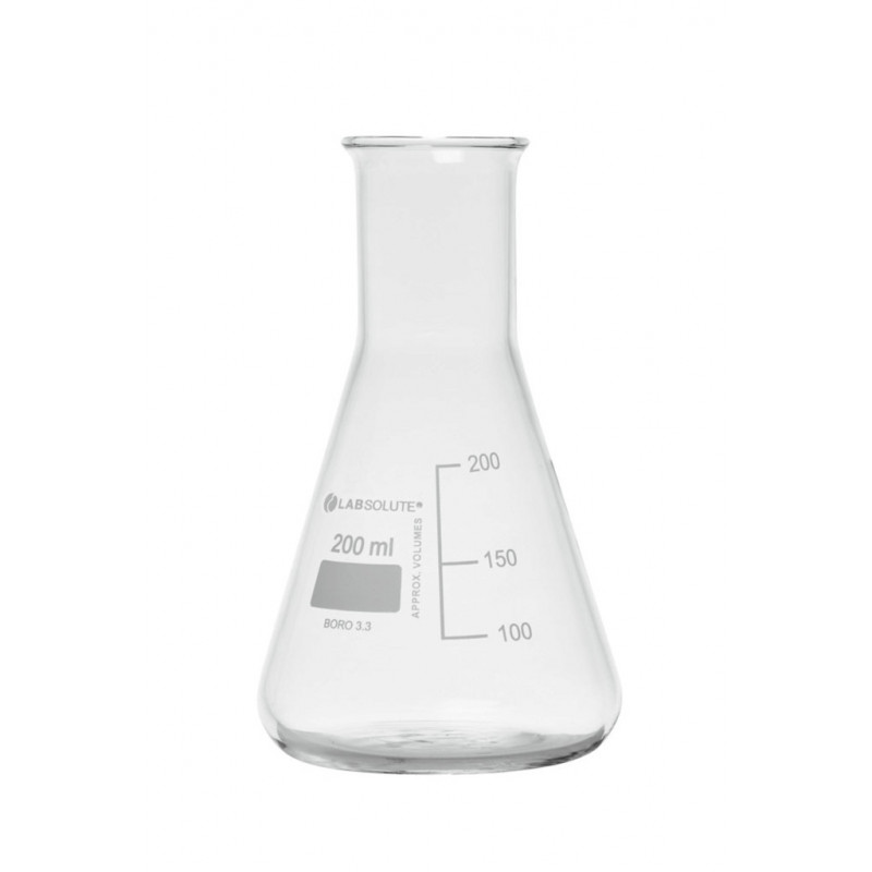 FIOLE CONIQUE A COL ETROIT GRADUEE CAP.200ML - PACK DE 10