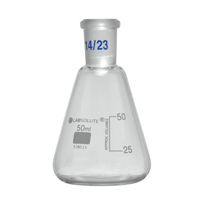 FIOLE CONIQUE VERRE GRADUE COL RODE 14/23 CAP.50ML