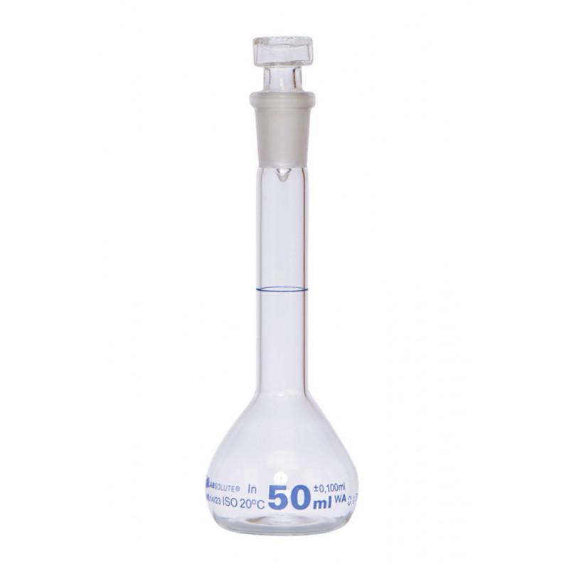 FIOLE JAUGEE BOUCHEE EN VERRE BORO. CN14/23 50ML