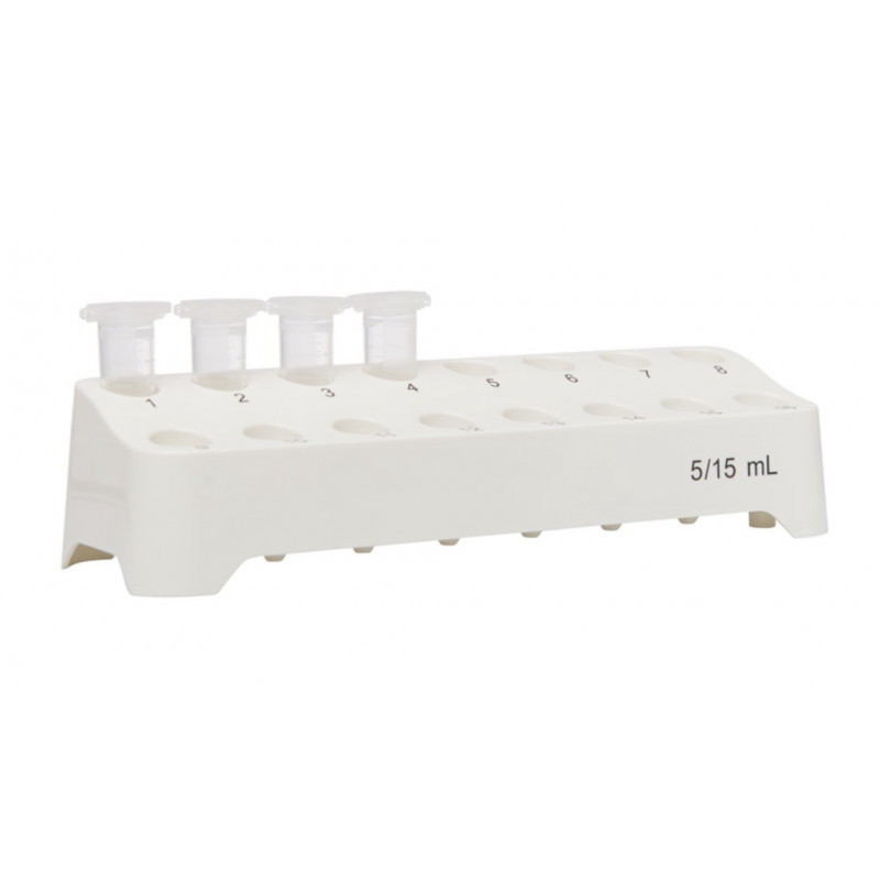 PORTOIR POUR 16 MICROTUBES DE 5 ET 15ML EN PS BLANC