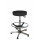 TABOURET VINYLE NOIR, ACIER, PATINS, REPOSE PIEDS