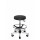 TABOURET POLYURETHANE NOIR, ACIER ROULETTES, REPOSE PIEDS