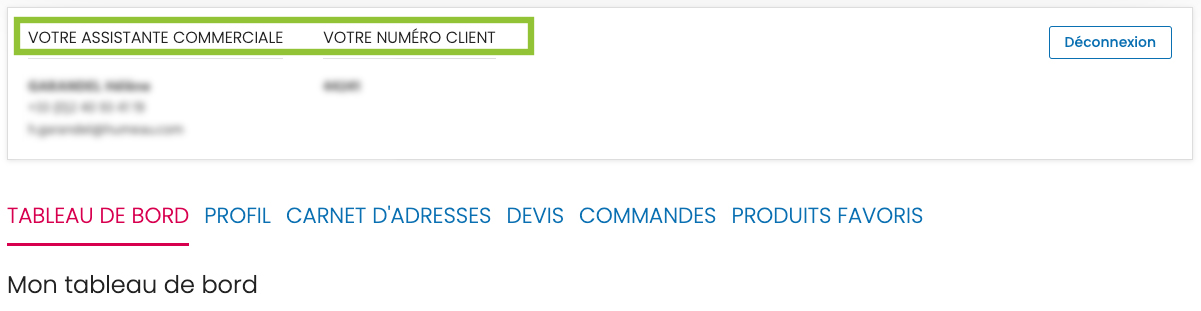assistante commerciale et compte client
