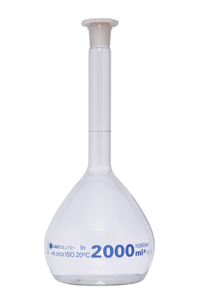 FIOLE JAUGEE VERRE CLAIR CL.A BOUCHON EN PE CN29/32 2L