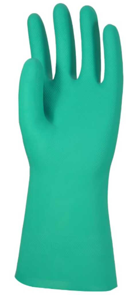 [274038] GREEN FLOCKED NITRILE GLOVE SIZE 9/L - PACK X10